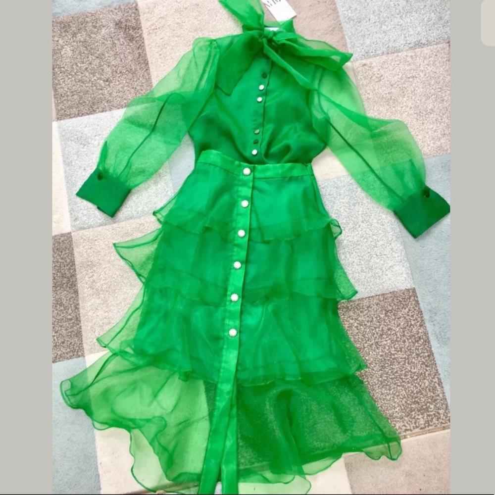 ZARA RUFFLE ORGANZA SKIRT
